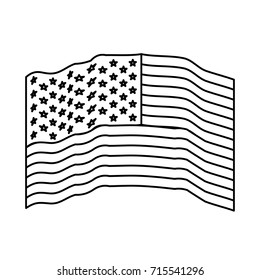 flag united states of america waving monochrome icon on white background vector illustration