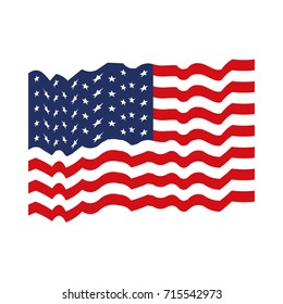 flag united states of america waving colorful icon on white background vector illustration
