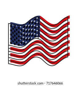 flag united states of america waving colorful watercolor silhouette vector illustration