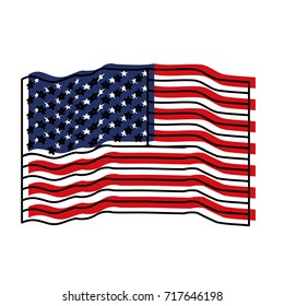flag united states of america waving colorful watercolor silhouette vector illustration