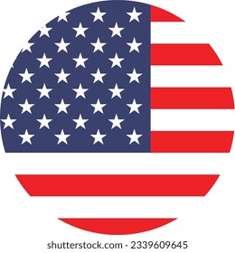 Flag of United States. American flag. Flag icon. Standard color. Circle icon flag. 3d illustration. Computer illustration. Digital illustration. Vector illustration.