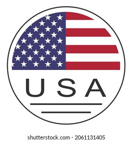 Flag of the United States. American Star Spangled Banner. Circular icon. Round button. Standard color. Vector illustration. Computer illustration. Digital illustration.