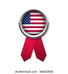 Flag of United States. Badge. Vector illustration.