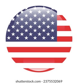 The flag of the United States. Button flag icon. Standard color. Circle icon flag. Computer illustration. Digital illustration. Vector illustration.