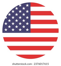 The flag of the United States. Button flag icon. Standard color. Circle icon flag. 3d illustration. Computer illustration. Digital illustration. Vector illustration.