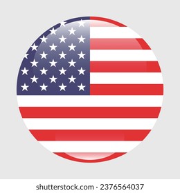 The flag of the United States. Button flag icon. Standard color. Circle icon flag. Computer illustration. Digital illustration. Vector illustration.