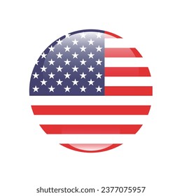 Die Flagge der Vereinigten Staaten. Button-Flag-Symbol. Standardfarbe. Circle Icon Flag. Computergrafik. Digitale Illustration. Vektorgrafik.