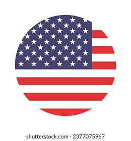 The flag of the United States. Button flag icon. Standard color. Circle icon flag. 3d illustration. Computer illustration. Digital illustration. Vector illustration.