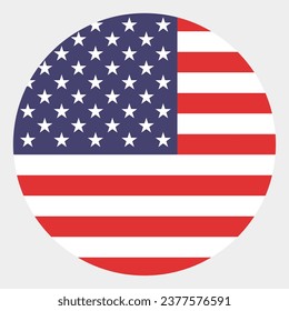 The flag of the United States. Button flag icon. Standard color. Circle icon flag. 3d illustration. Computer illustration. Digital illustration. Vector illustration.