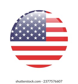The flag of the United States. Button flag icon. Standard color. Circle icon flag. Computer illustration. Digital illustration. Vector illustration.