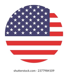 The flag of the United States. Button flag icon. Standard color. Circle icon flag. 3d illustration. Computer illustration. Digital illustration. Vector illustration.