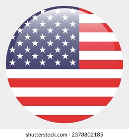 The flag of the United States. Button flag icon. Standard color. Circle icon flag. Computer illustration. Digital illustration. Vector illustration.