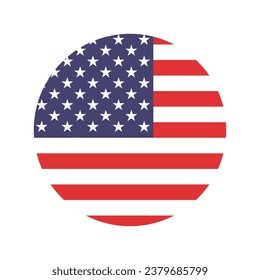 The flag of the United States. Button flag icon. Standard color. Circle icon flag. 3d illustration. Computer illustration. Digital illustration. Vector illustration.