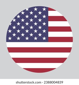 The flag of the United States. Button flag icon. Standard color. Circle icon flag. Computer illustration. Digital illustration. Vector illustration.