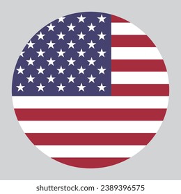 The flag of the United States. Button flag icon. Standard color. Circle icon flag. Computer illustration. Digital illustration. Vector illustration.
