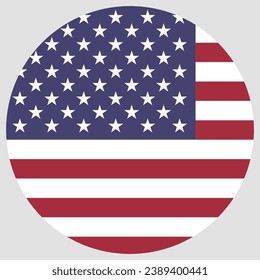The flag of the United States. Button flag icon. Standard color. Circle icon flag. Computer illustration. Digital illustration. Vector illustration.