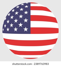 The flag of the United States. Button flag icon. Standard color. Circle icon flag. Computer illustration. Digital illustration. Vector illustration.