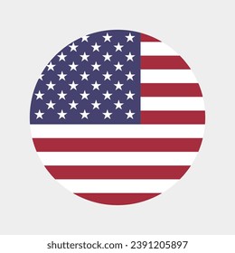 The flag of the United States. Button flag icon. Standard color. Circle icon flag. Computer illustration. Digital illustration. Vector illustration.