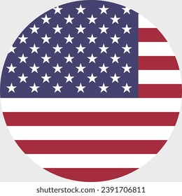 The flag of the United States. Button flag icon. Standard color. Circle icon flag. Computer illustration. Digital illustration. Vector illustration.