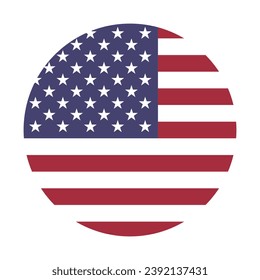 The flag of the United States. Button flag icon. Standard color. Circle icon flag. Computer illustration. Digital illustration. Vector illustration.