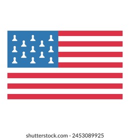 Flag of United States with chess pawns. Abstract chess flag vector illustration.