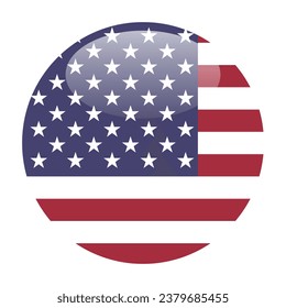 The flag of the United States. Circle icon flag. Button flag icon. Standard color. 3d illustration. Computer illustration. Digital illustration. Vector illustration.