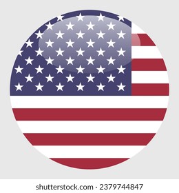 The flag of the United States. Circle icon flag. Button flag icon. Standard color. 3d illustration. Computer illustration. Digital illustration. Vector illustration.