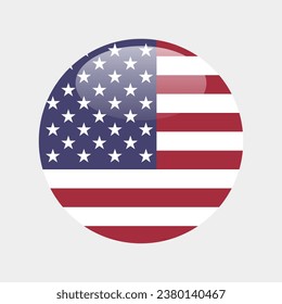 The flag of the United States. Circle icon flag. Button flag icon. Standard color. 3d illustration. Computer illustration. Digital illustration. Vector illustration.