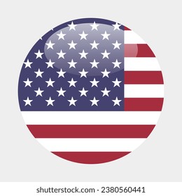 The flag of the United States. Circle icon flag. Button flag icon. Standard color. 3d illustration. Computer illustration. Digital illustration. Vector illustration.