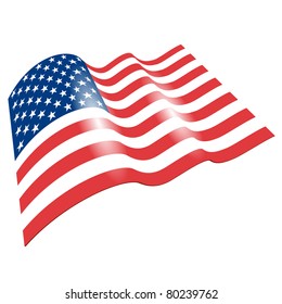 Flag of the United States, fluttered in the wind. (Vector image)