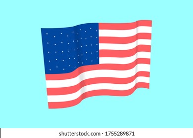 Flagge der Vereinigten Staaten flattert im Wind, Vektorgrafik