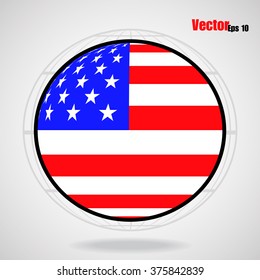 Flag of the United States in form globe. Vector illustration. Eps10