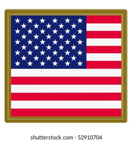 Flag of United States gold frame