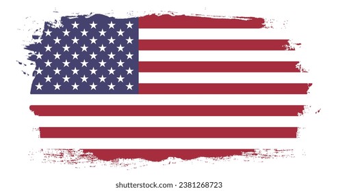 The flag of the United States. Hand-painted flag ICONS. Broken flag. Standard color. Standard size. A rectangular flag. Computer illustration. Digital illustration. Vector illustration.