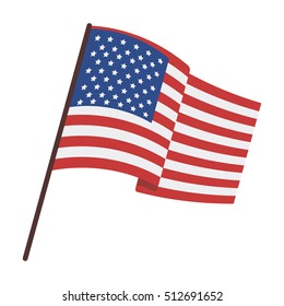 Flag of the United States icon in cartoon style isolated on white background. USA country symbol stock vector illustration.