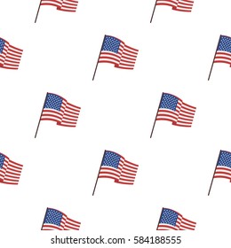 Flag of the United States icon in cartoon style isolated on white background. USA country pattern stock vector illustration.