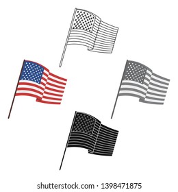 Flag of the United States icon in cartoon,black style isolated on white background. USA country symbol stock vector illustration.