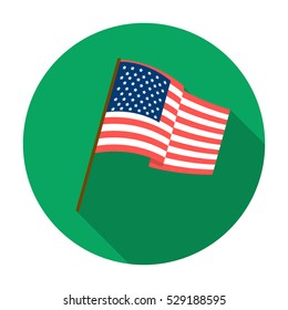 Flag of the United States icon in flat style isolated on white background. USA country symbol stock vector illustration.