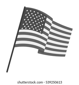 Flag of the United States icon in monochrome style isolated on white background. USA country symbol stock vector illustration.