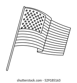 Flag of the United States icon in outline style isolated on white background. USA country symbol stock vector illustration.