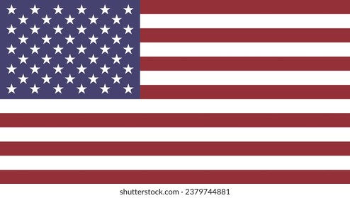 The flag of the United States. Flag icon. A rectangular flag. Standard color. Standard size. Computer illustration. Digital illustration. Vector illustration.