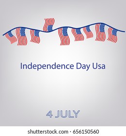 Flag of the United States with the inscription. Garland of flags. Independence Day USA. 4th of July. Vector illustration