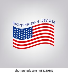 Flag of the United States with the inscription. Independence Day USA. 4th of July. Vector illustration