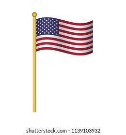 Flag of United States ,United States flag official colors and proportion correctly, United States flag waving isolated Vector illustration eps10.