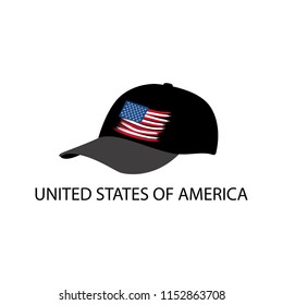 Flag of the United States on the cap isolated on white background for web and mobile