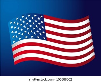 Flag of the United States over blue background. vector