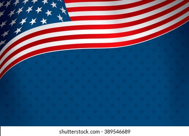 Flag of the United States over deep blue background