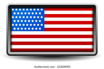 Flag of United States in rectangle frame