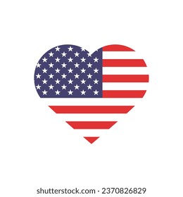 The flag of the United States. Standard color. The heart icon. A heart-shaped flag. Vector illustration. Computer illustration. Digital illustration.