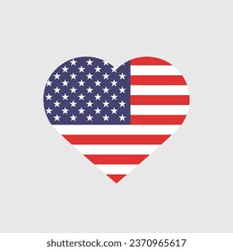 The flag of the United States. Standard color. The heart icon. A heart-shaped flag. Vector illustration. Computer illustration. Digital illustration.